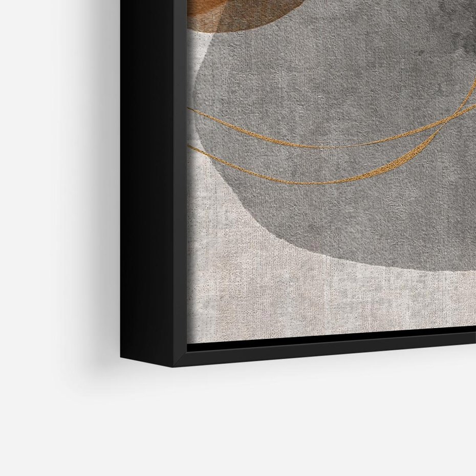 Obraz w ramie 50x50 - Delikatne Plamy - akwarelowe plamy, złote linie - rama czarna