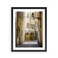 Plakat w ramie 40x50 - Uliczka: perspektywa miejskiego krajobrazu - uliczka, perspektywa - rama czarna