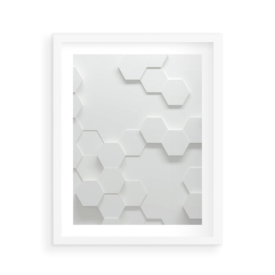 Plakat w ramie 40x50 - Przestrzenne Zabawy - geometryczne, 3D - rama biała
