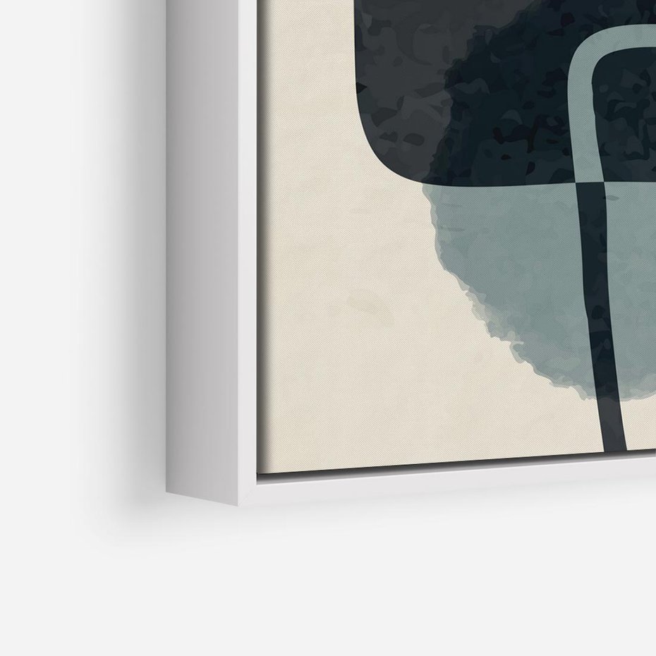 Obraz w ramie 50x50 - Migotliwe Refleksje - abstrakcyjne nieregularne kształty, minimalistyczny plakat - rama biała
