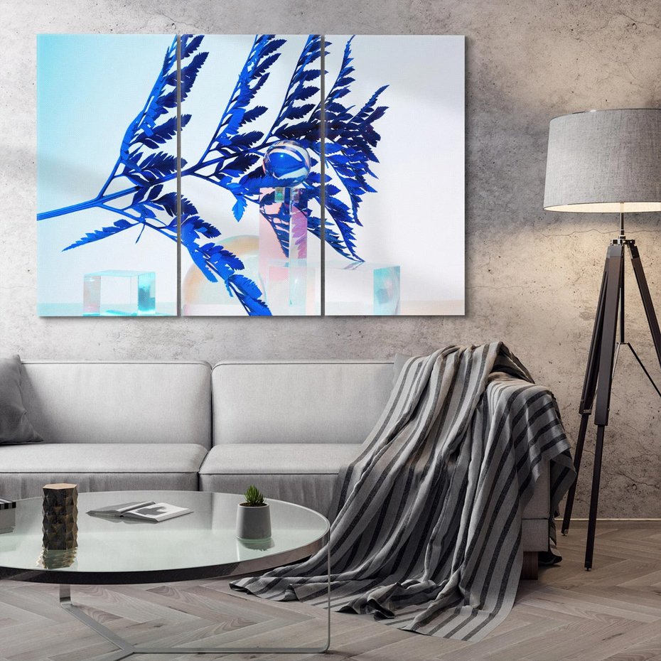 Obraz na płótnie 120x80 - Intensywny Kolor Natury - liście, kobalt