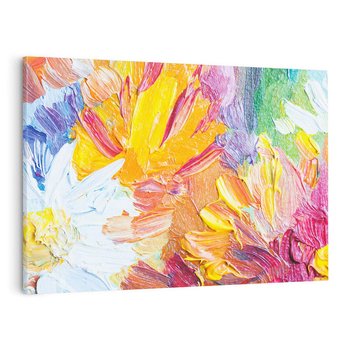 Obraz na płótnie 70x50 - Kwiatowe Harmonie - zbliżenie na obraz olejny, gruba warstwa farby