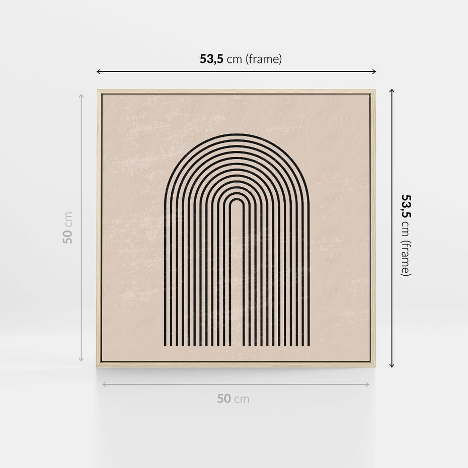 Obraz w ramie 50x50 - Migocące Echa - abstrakcyjne linie, geometria - rama drewno