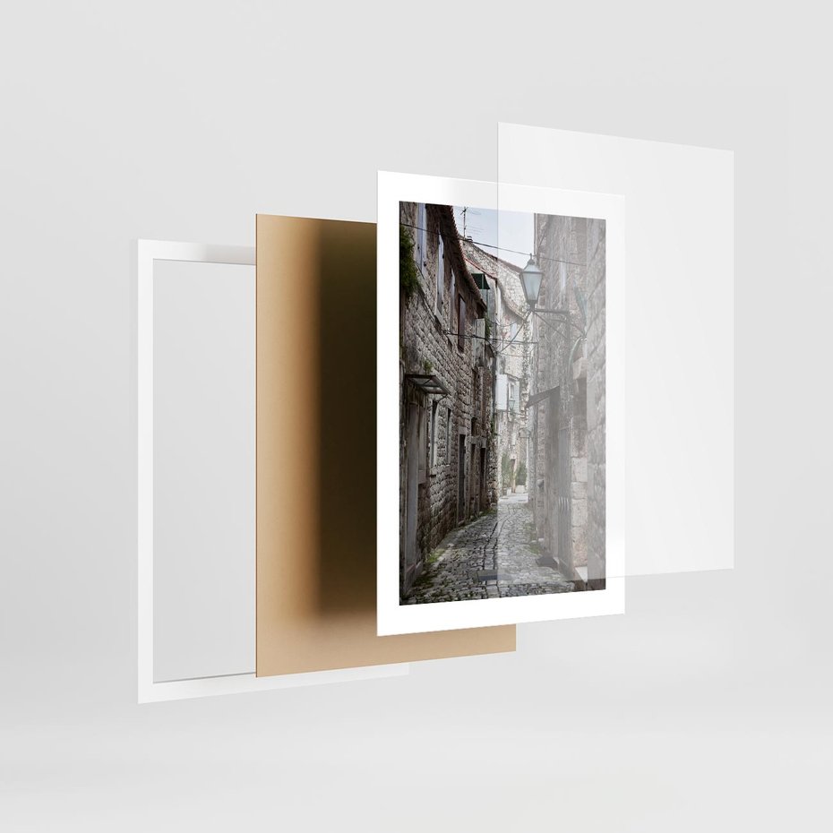 Plakat w ramie 30x40 - Malownicza uliczka we Włoszech - uliczka, Włoch - rama biała