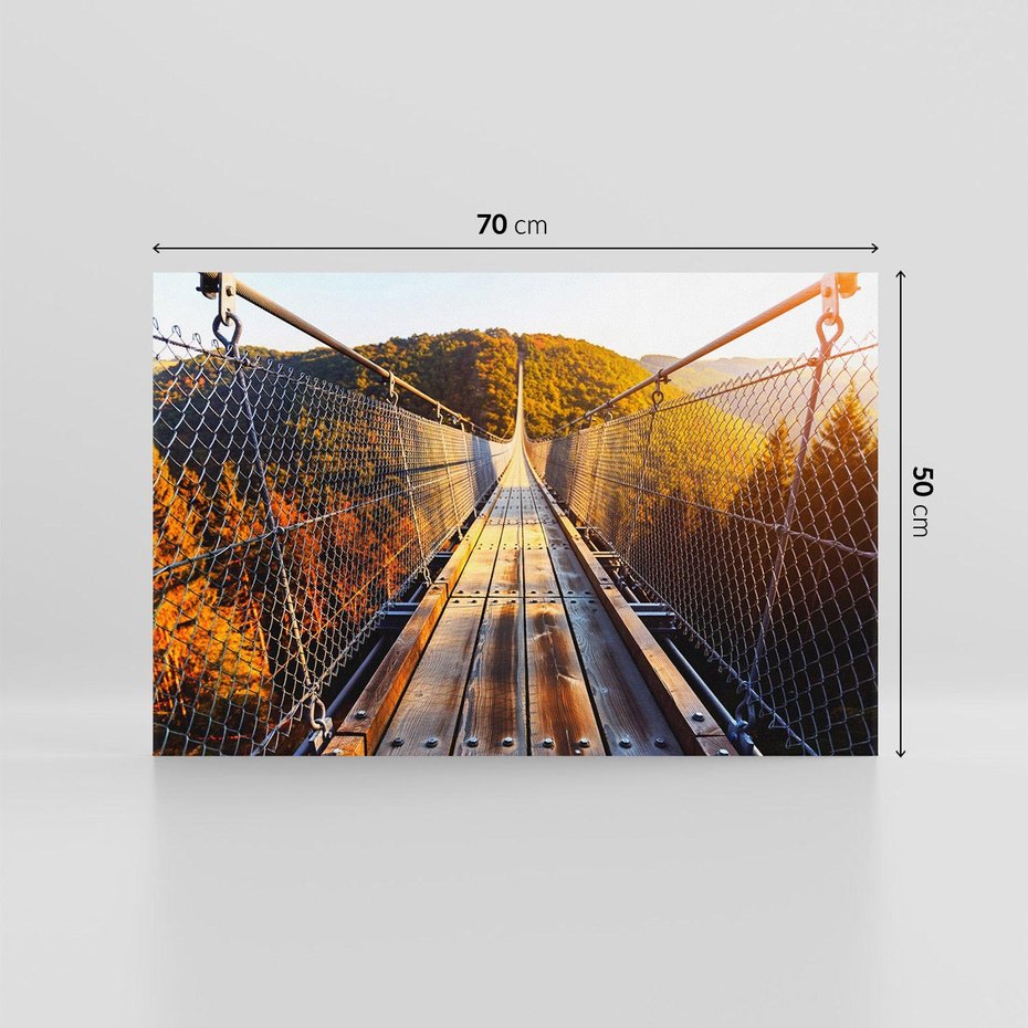 Obraz na płótnie 70x50 - Drewniany most w górach - most, drewniany