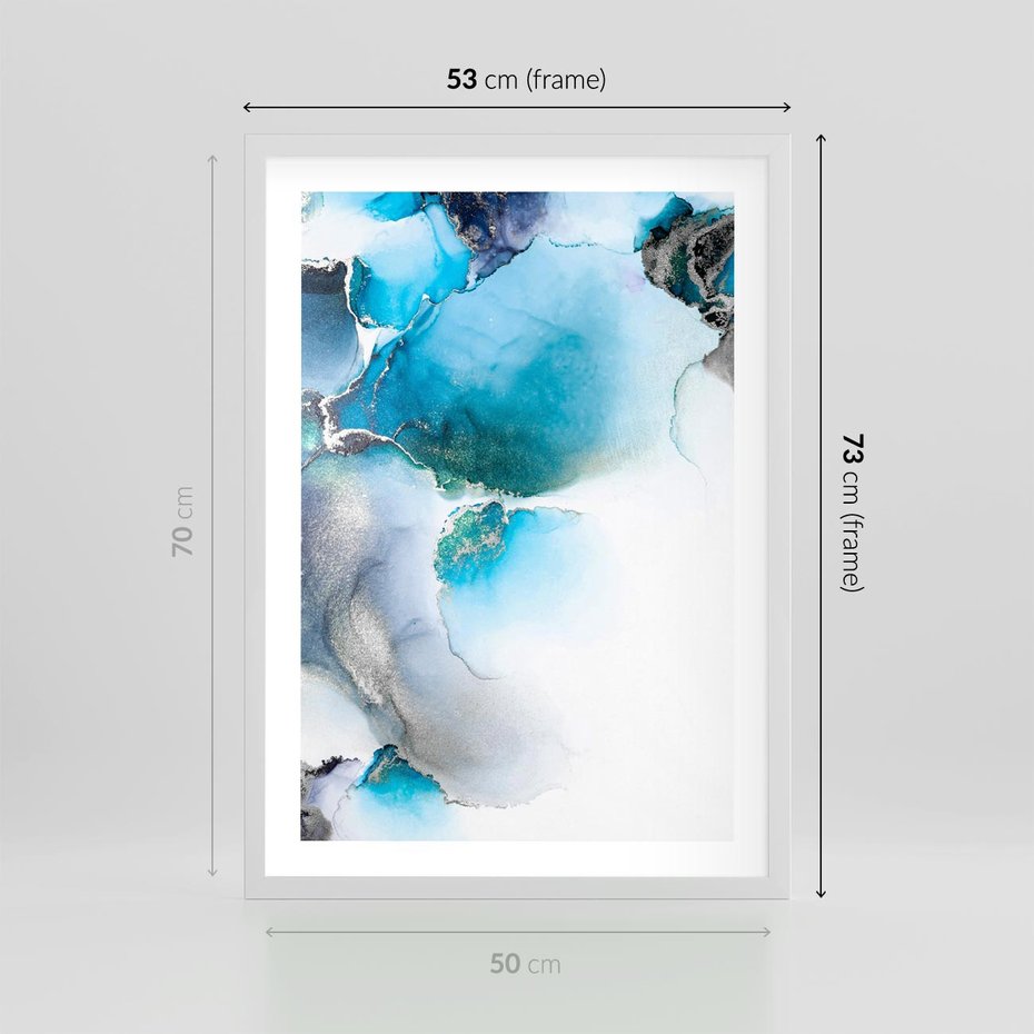 Plakat w ramie 50x70 - Marmur złotą akwarelą - marmur, akwarela - rama biała