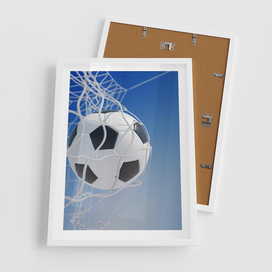 Plakat w ramie 50x70 - Pasja na Plaży - piłka, siatka - rama biała