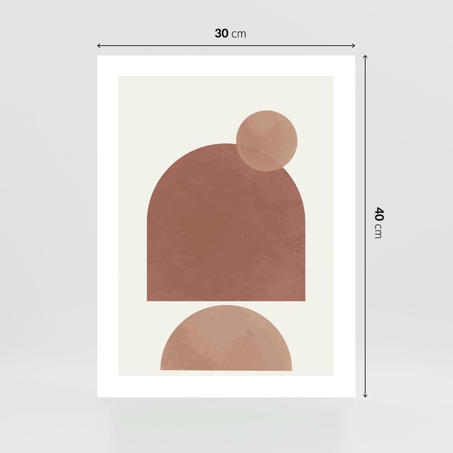 Plakat bez ramy 30x40 - Rozkwitające Odbicia - abstrakcyjne geometryczne kształty, odcienie brązu i beżu