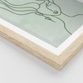 Plakat w ramie 30x40 - Spokojne Objęcia Natury - abstrakcja, zielony szkic - rama drewno