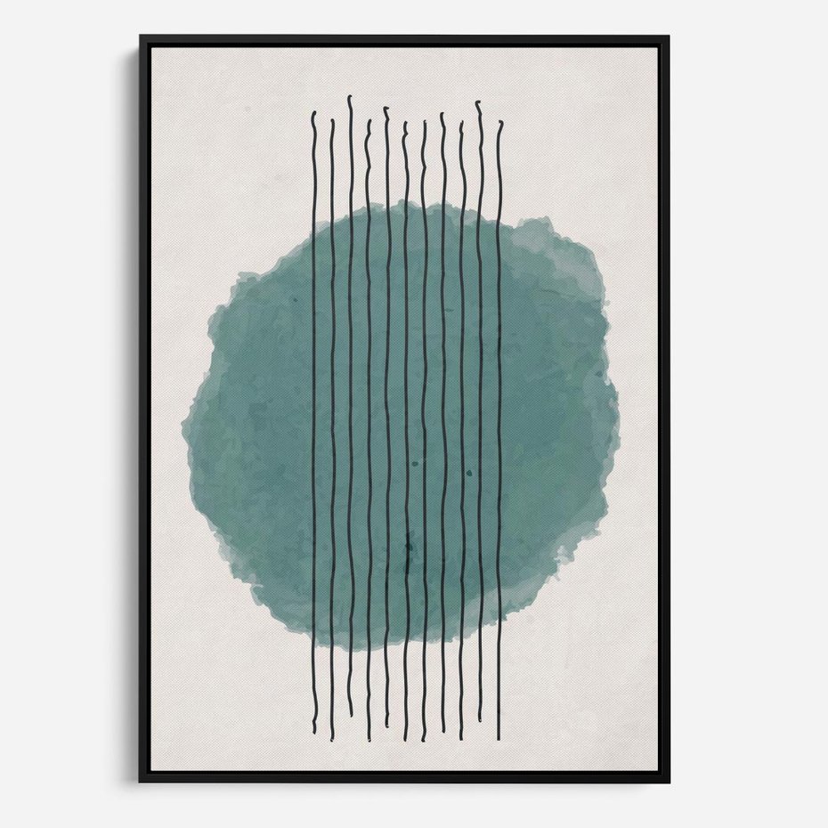 Obraz w ramie 70x100 - Podróżne Inspiracje - abstrakcyjna akwarelowa plama, nieregularne kreski - rama czarna