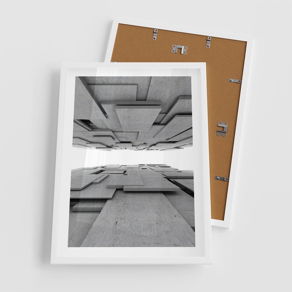 Plakat w ramie 50x70 - Architektura 3D - architektura, 3D - rama biała