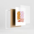 Plakat w ramie 30x40 - Rozbijające Refleksje - abstrakcyjne kolorowe kwiaty, minimlizm - rama biała