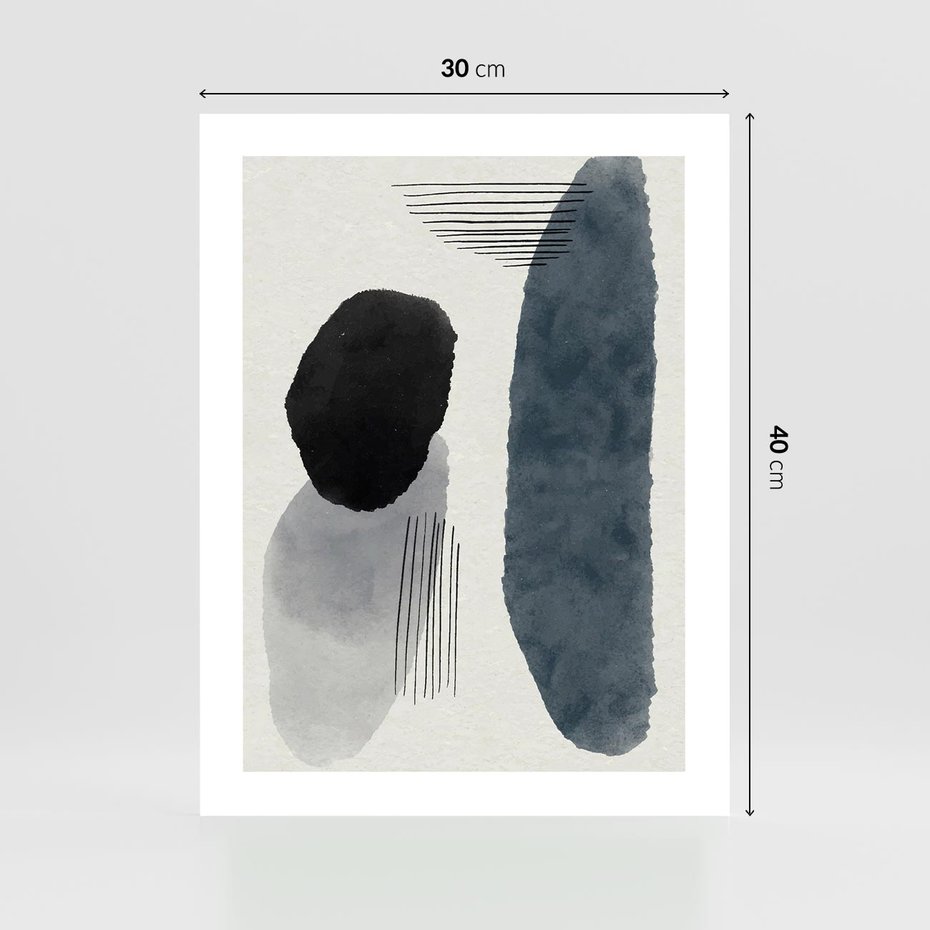 Plakat bez ramy 30x40 - Abstrakcyjna Gra Szarości - abstrakcyjna grafika, akwarela