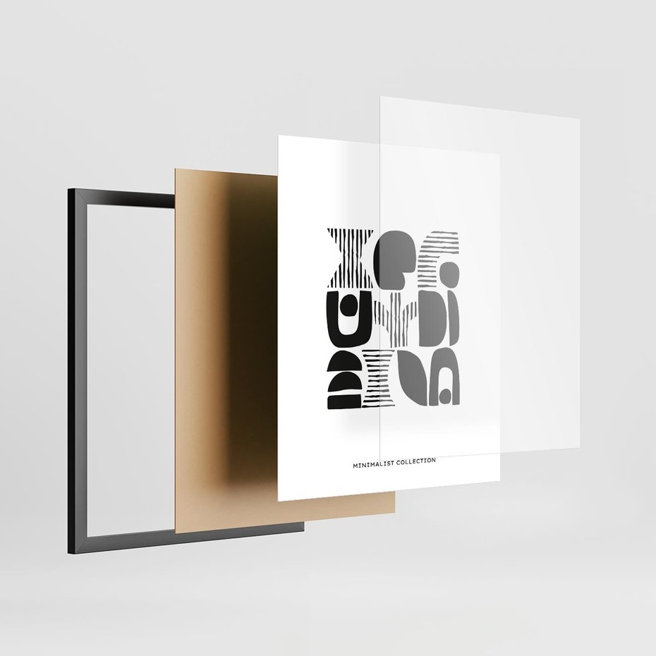 Plakat w ramie 40x50 - Taniec Dziwacznych Kresek - minimalistyczny plakat, czarno biały - rama czarna