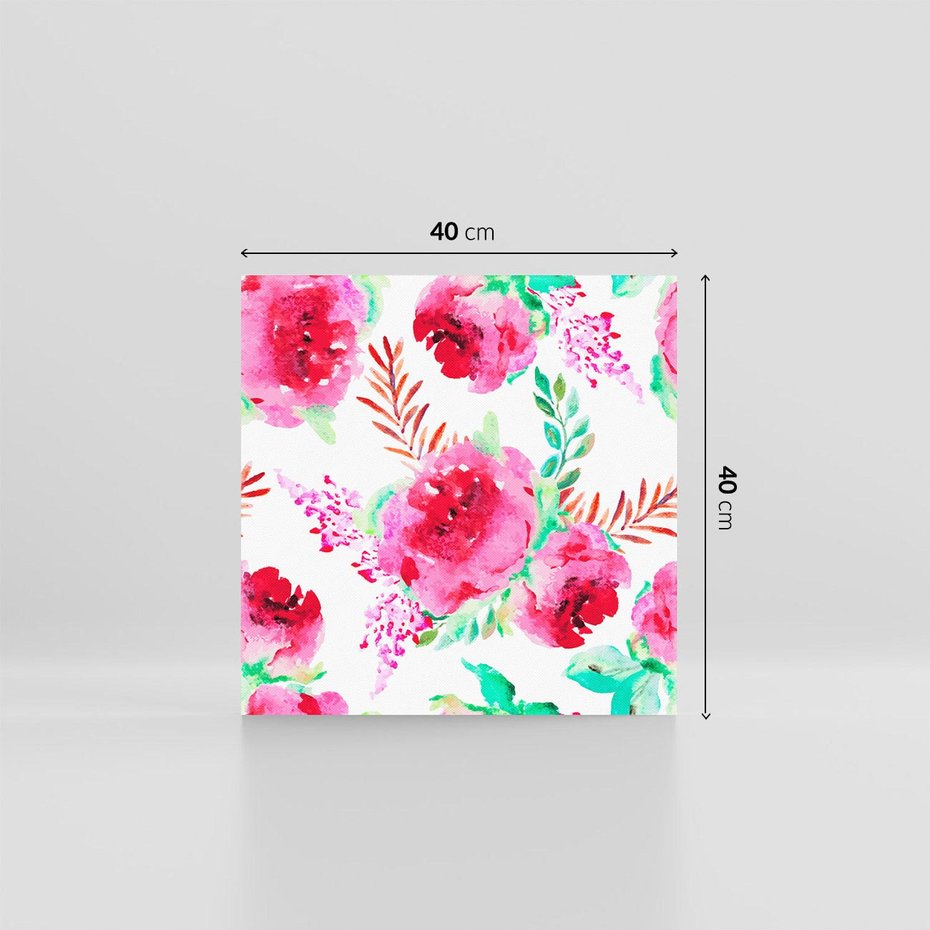 Obraz na płótnie 40x40 - Delikatna Akwarela - kwiaty, akwarela