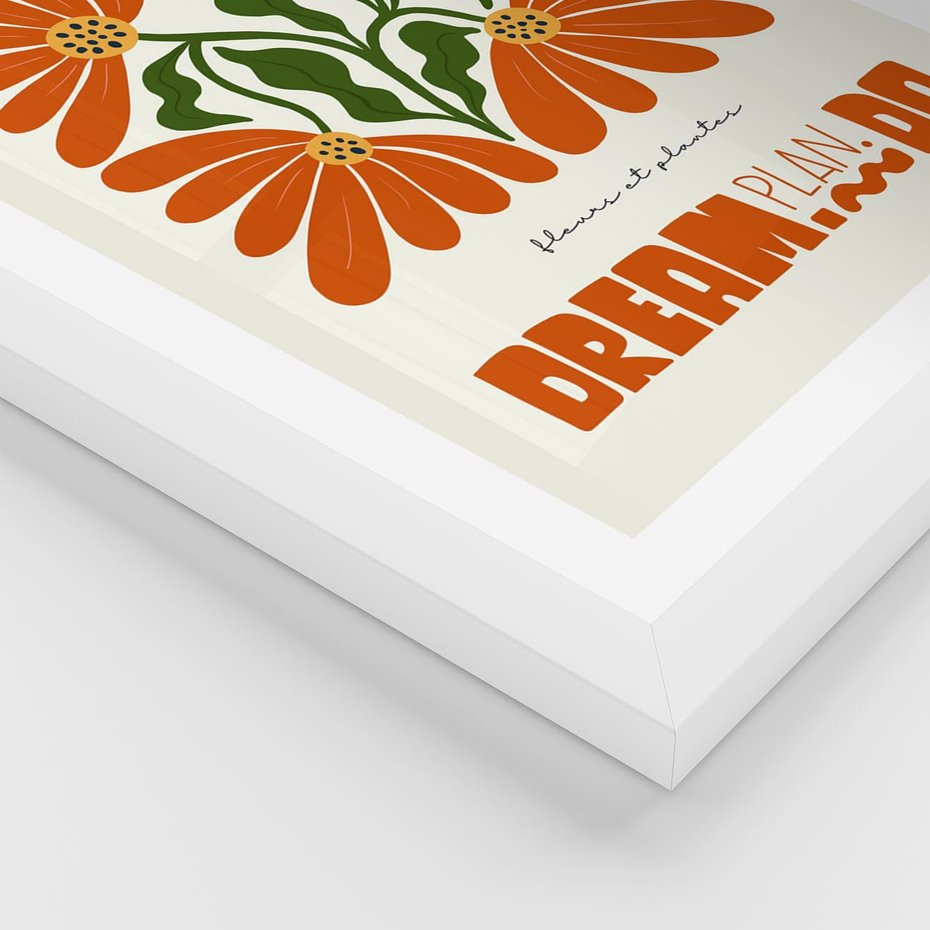 Plakat w ramie 30x40 - Księga Abstrakcji - sztuka nowoczesna, kolorowe kwiaty - rama biała