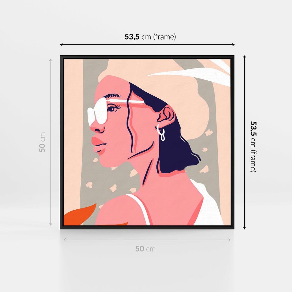 Obraz w ramie 50x50 - Kobieca Esencja - nowoczesny plakat, styl retro - rama czarna