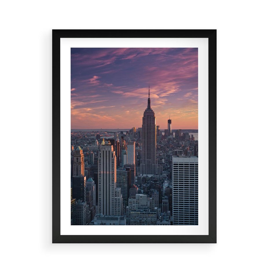 Plakat w ramie 50x70 - Nowy Jork - Błyskawice Manhattanu - Nowy Jork, Manhattan - rama czarna