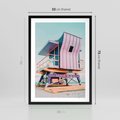 Plakat w ramie 50x70 - Miami Beach - plaża miami, domek ratownika - rama czarna