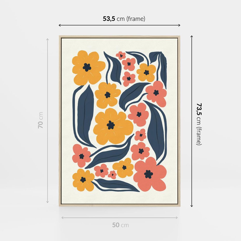 Obraz w ramie 50x70 - Pastelowe Impresje - pastelowe kwiaty, abstrakcyjna kompozycja - rama drewno