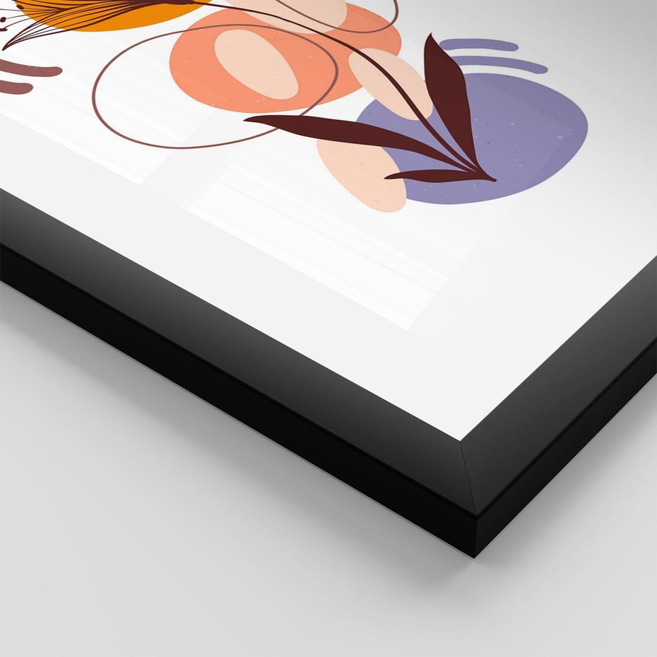 Plakat w ramie 50x70 - Kwiatowa Impresja - abstrakcyjna sztuka, plamy - rama czarna