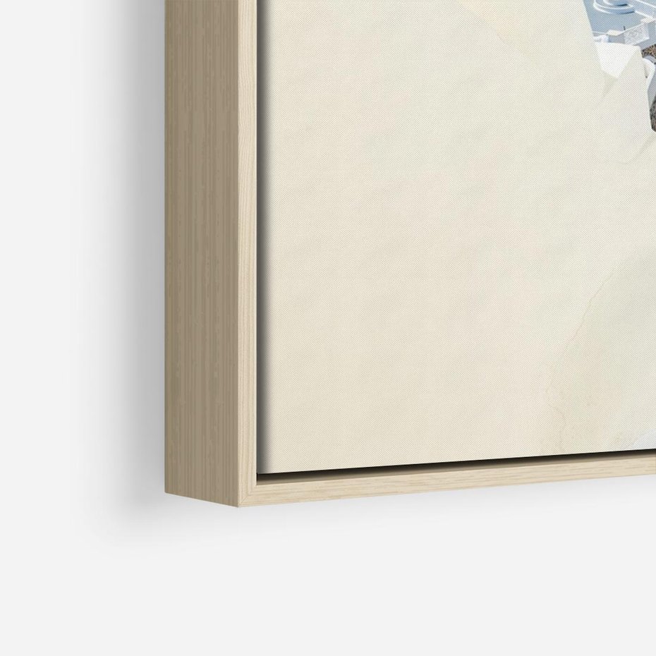 Obraz w ramie 70x50 - Malowniczy urok wyspy - Santorini, schodki - rama drewno