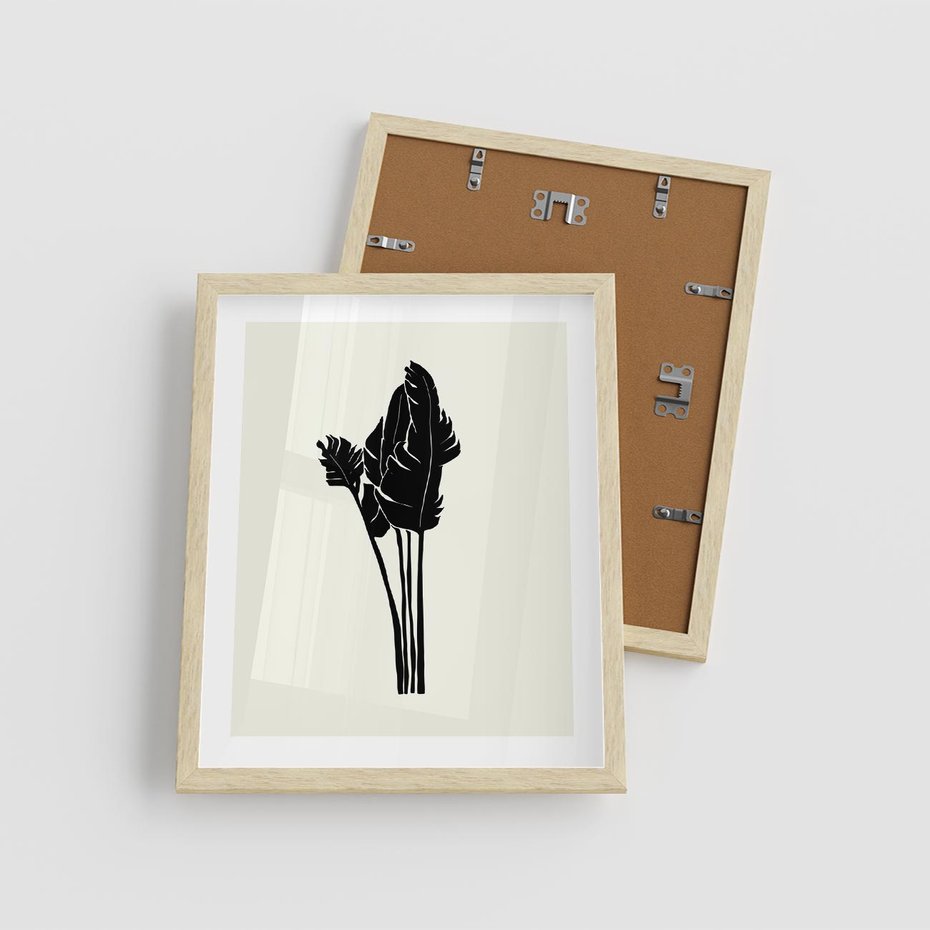 Plakat w ramie 40x50 - Elegancja Palm - nowoczesna sztuka, minimalistyczny styl - rama drewno