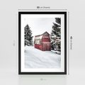 Plakat w ramie 30x40 - Domek w Śnieżnych Górach - domek, góry - rama czarna
