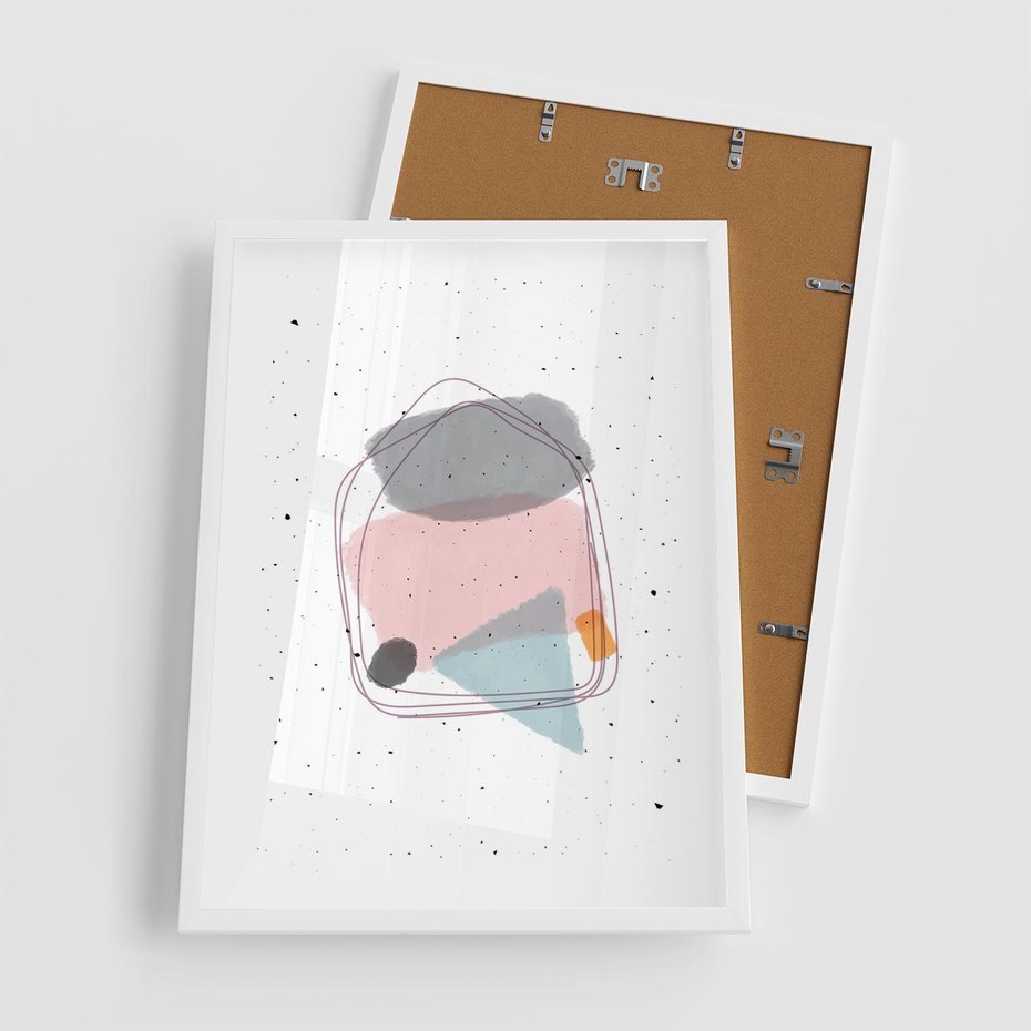 Plakat w ramie 50x70 - Migotliwa Opowieść - abstrakcyjna kompozycja, jak ręcznie malowana - rama biała