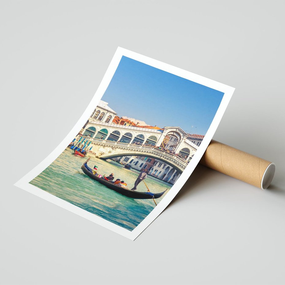 Plakat bez ramy 50x70 - Romantyczna przejażdżka gondolą w Wenecji - Wenecja, gondola