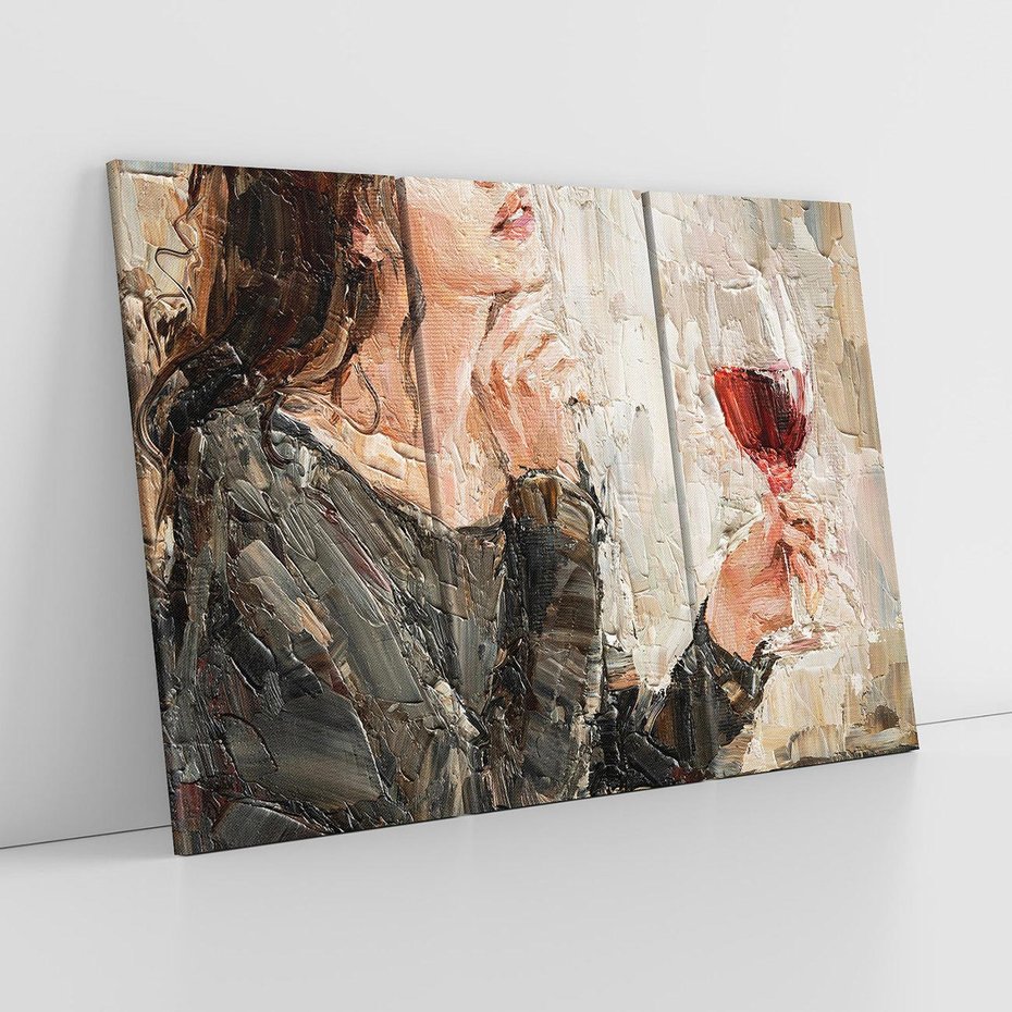 Obraz na płótnie 120x80 - Esencja - kobieta wino obraz impresonizm olej na płótnie