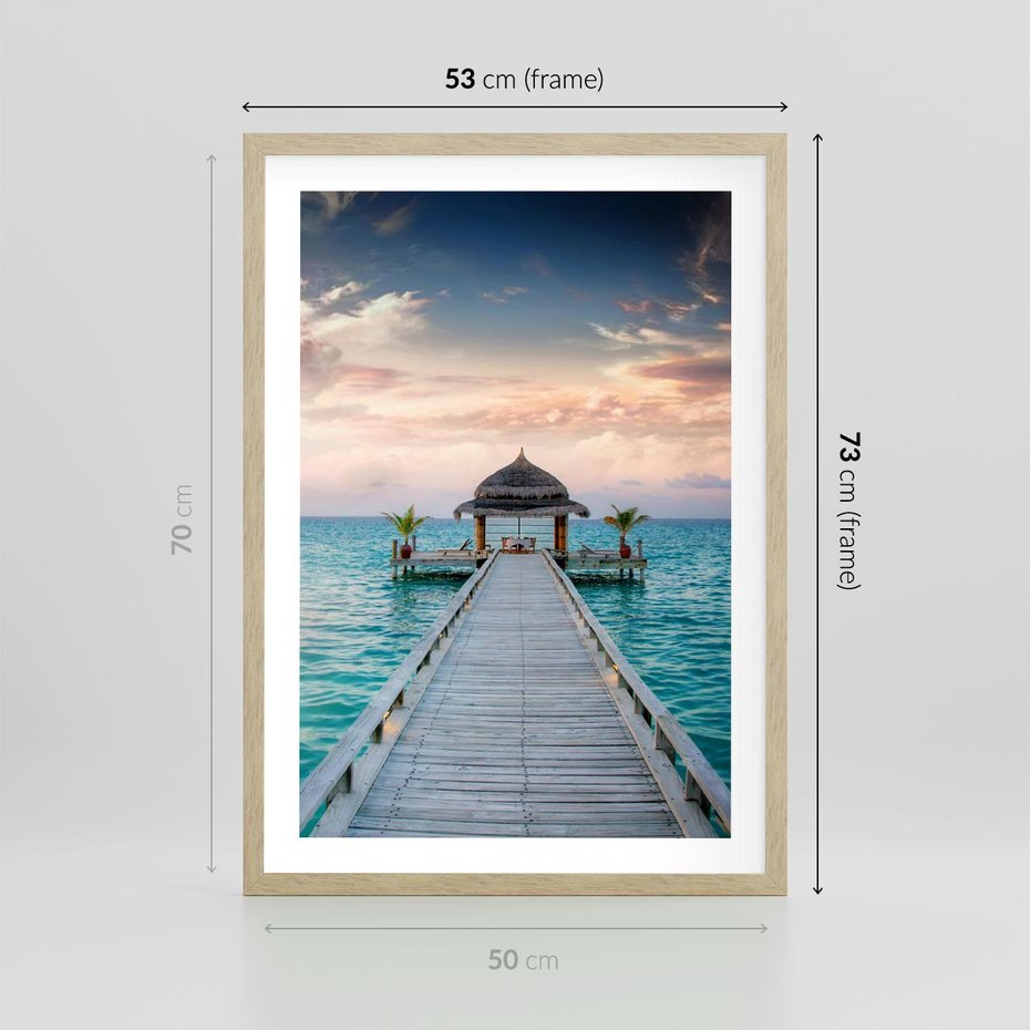 Plakat w ramie 50x70 - Morski Pomost - morze, pomost - rama drewno