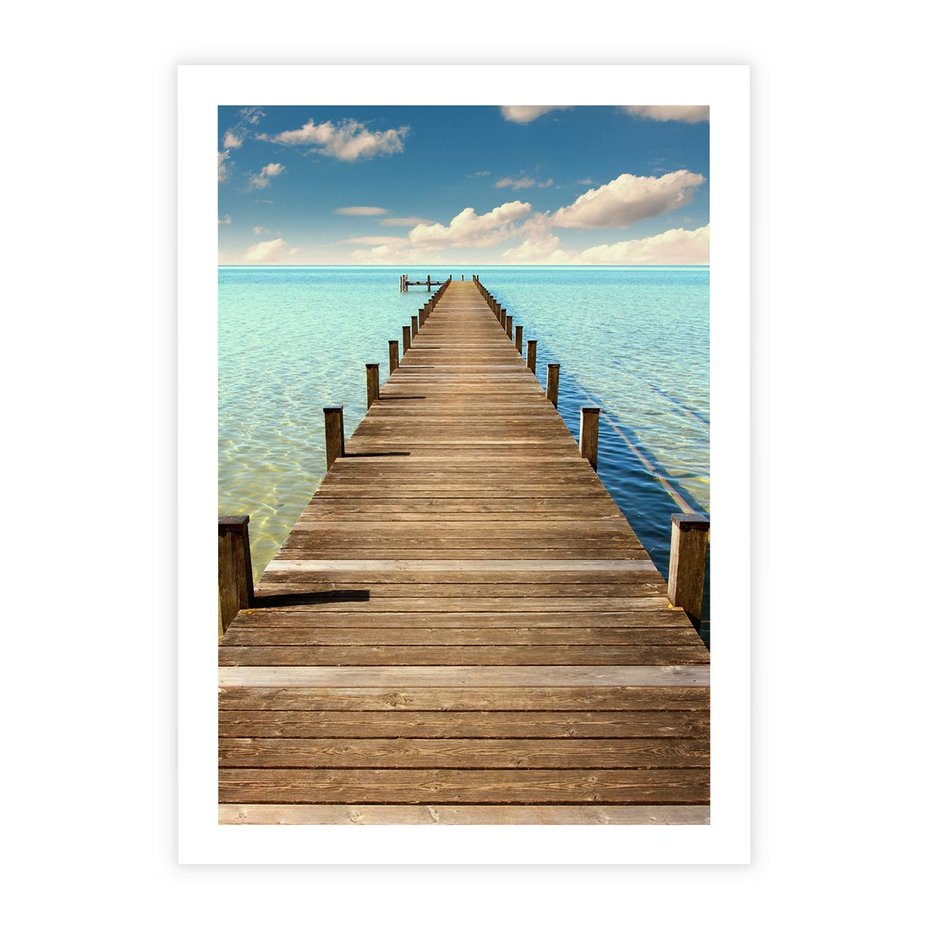 Plakat bez ramy 30x40 - Pomost nad morską przestrzenią - pomost, morze