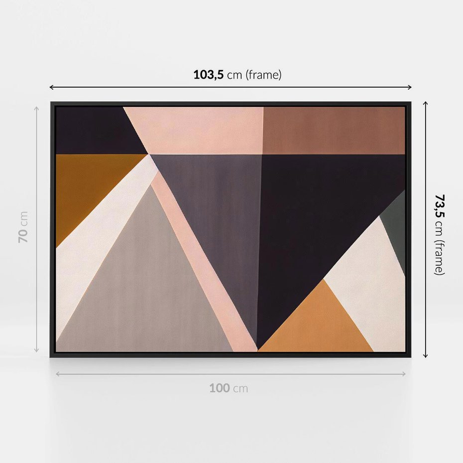 Obraz w ramie 100x70 - Trójkąty Wnętrz - abstrakcja, geometryczne kształty - rama czarna