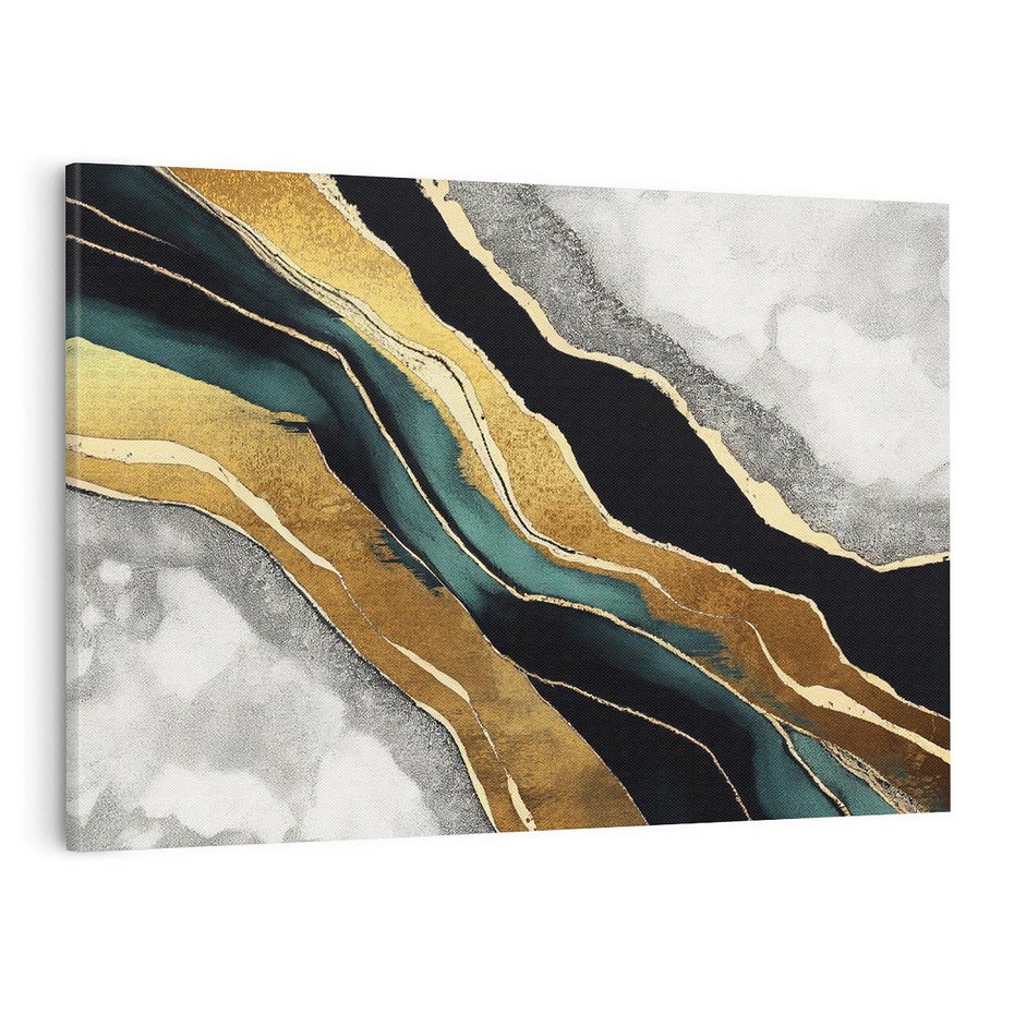 Obraz na płótnie 120x80 - Refrakcje płynącej rzeczywistości - jak marmurowa rzeka, linie złota