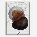 Obraz w ramie 50x70 - Kolorowe Wizje - abstrakcyjne plamy akwarelowe, czarny szkic - rama drewno