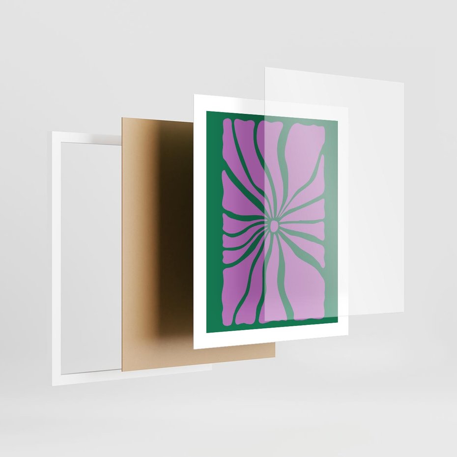 Plakat w ramie 40x50 - Bezczasowe Impresje - abstrakcyjny plakat, boho styl - rama biała