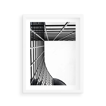 Plakat w ramie 30x40 - Minimalizm Wysokości - architektura, czarno białe zdjęcie - rama biała