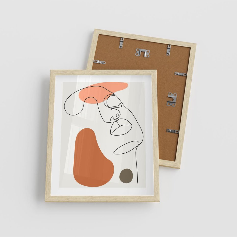 Plakat w ramie 40x50 - Twarz w Geometrycznym Stylu - nowoczesny obraz, grafika - rama drewno