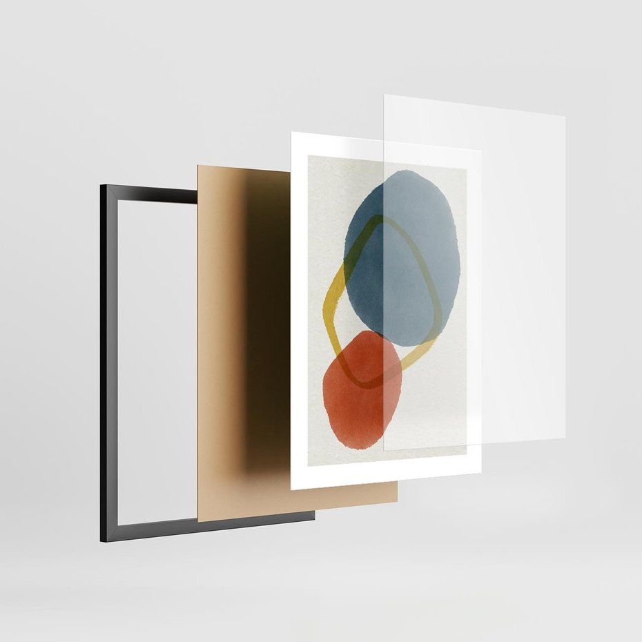 Plakat w ramie 30x40 - Modernistyczna Abstrakcja: Kolorowe Plamy - abstrakcja, modern - rama czarna