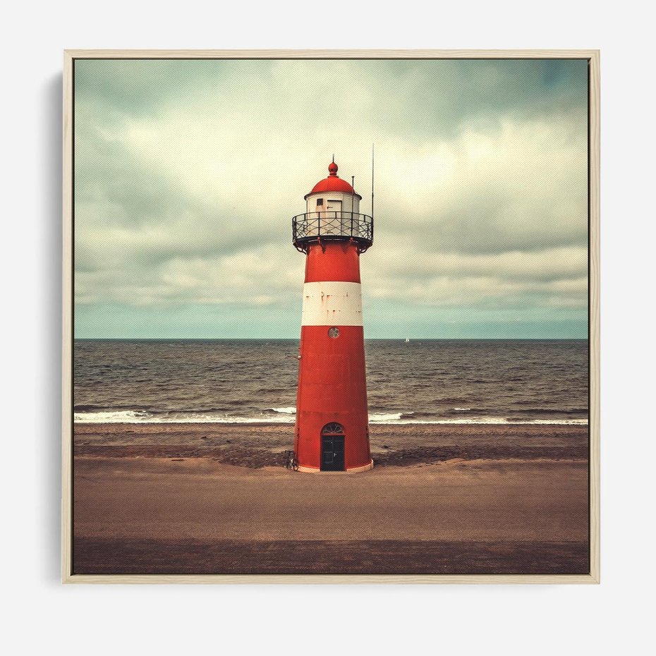 Obraz w ramie 50x50 - Retro Urok Morza - fotografia w stylu retro, vintage - rama drewno