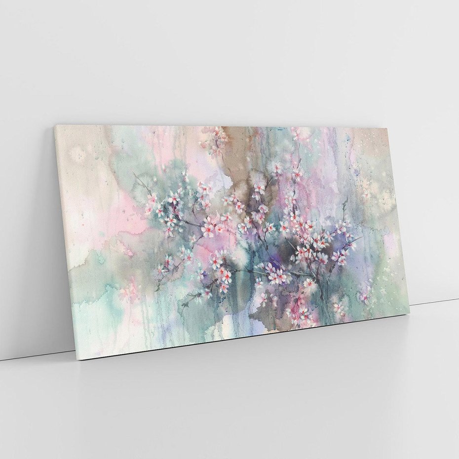 Obraz na płótnie 100x50 - Efemeryczne Kwitnienie Drzew - akwarela, rozmyte pastelowe tłó