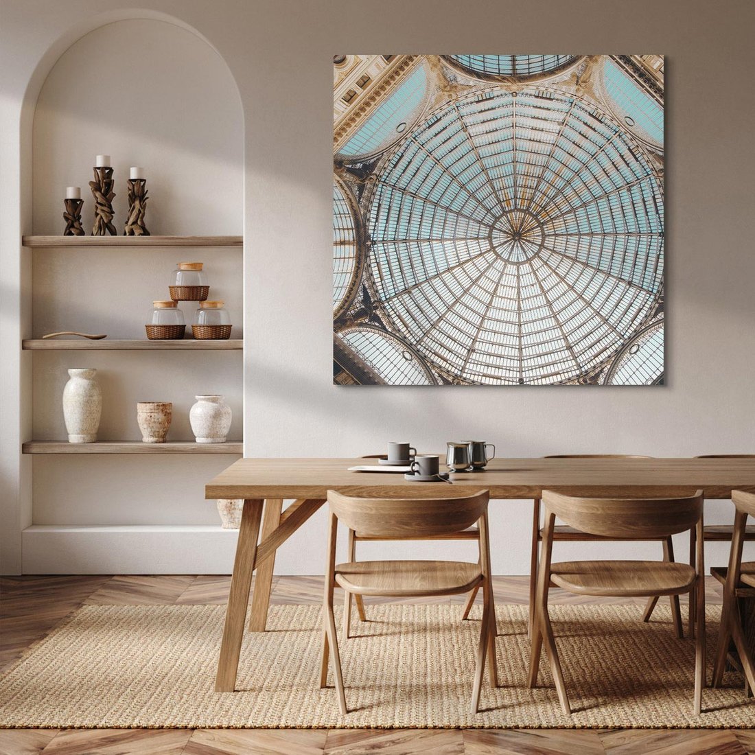 Obraz na płótnie 60x60 - Magia Sklepienia - sklepienie, szklany dach