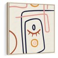 Obraz w ramie 80x80 - Manifestacje Dziwności - abstrakcja w stylu picasso, beżowe tło - rama drewno