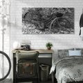 Obraz na płótnie 120x60 - Zapomniany Urok - czarno biała fotografia, stary rower oparty o mur