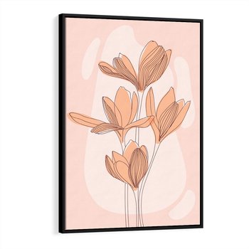 Obraz w ramie 50x70 - Przenikające Kształty - minimalistyczny plakat, pudrowe kwiaty - rama czarna