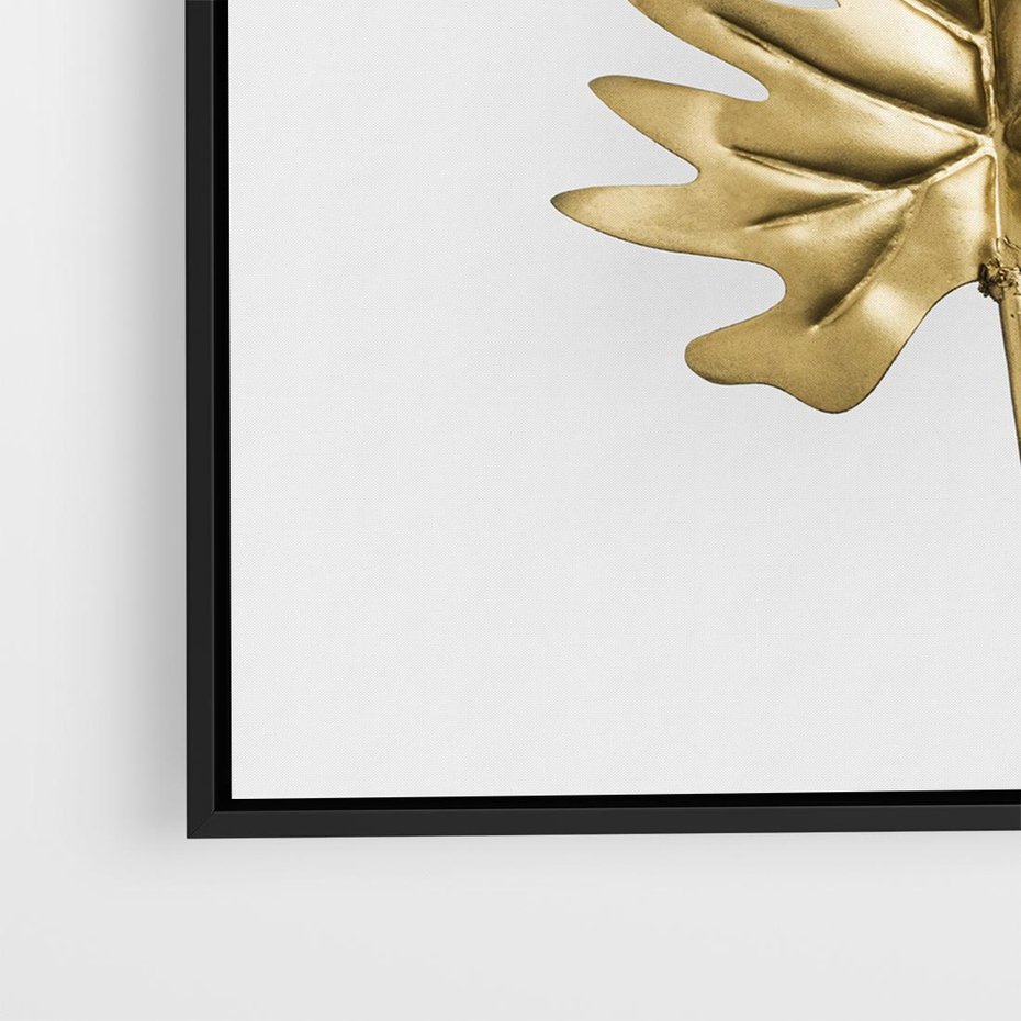 Obraz w ramie 50x50 - Ponadczasowy Urok - złote, liście - rama czarna