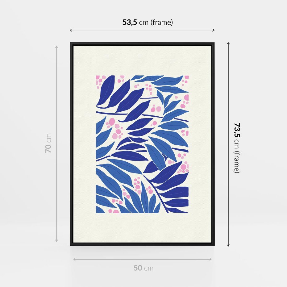 Obraz w ramie 50x70 - Kolorowy Wir - liściasta kompozycja, nowoczesny plakat - rama czarna