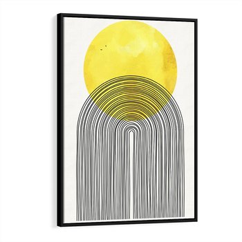 Obraz w ramie 70x100 - Słoneczne Odbicia - geometria, żółte koło - rama czarna