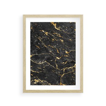 Plakat w ramie 40x50 - Egzotyczny Blask - marmur, złoto - rama drewno